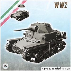 Fiat-Ansaldo L6-40 Italian light tank - STL 3D Printing World War Two Second Front Campaign Tabletop Mini Italian