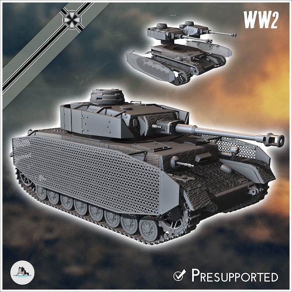 Panzer IV Ausf. G - STL 3D Printing World War Two Second German tank Germany Konlfikt 47