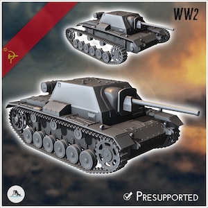 Su-76i 76mm SPG - STL 3D Printing World War Two Second USSR tank Russia Konlfikt 47