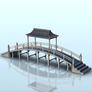 Rounded Asian bridge 15 - STL 3D Printing Asian Japan Pacific terrain architecture Bolt Action CLASH of Katanas Samurai