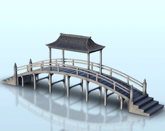 Asian Rounded Bridge 15 - STL Stampa 3D Architettura Decor Bolt Action CLASH di Katanas Samurai Pacific