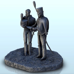Officiers napoléoniens français avec carte - STL Impression 3D Imprimante Miniature Décor Ere Guerre impériale Grande Armée Russie Leipzaig