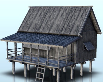 Large wooden house on stilts (3) - STL 3D Printing Vietnam War Laos Hill Hue RPG Model Printer fdm sla Tropical Guadalcanal