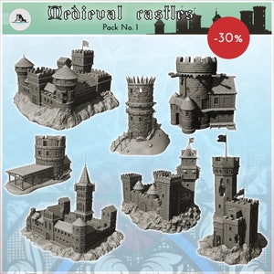 Medieval castles pack No. 1 - STL 3D Print Dark Gothic Feudal Old Saga DnD Mini Arkham RPG Fortress Tower