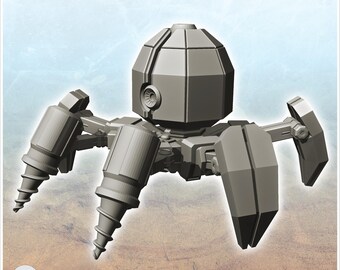 Mining spider robot with double drill and legs (3) - STL 3D Printing Science Fiction Future Space