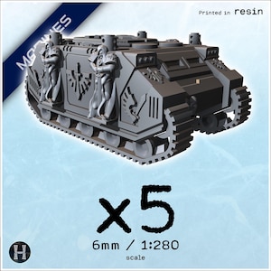 Marines APC armored transport tank x5 (Dark Angels) - Resin-printed 1/280 6mm Grimdark SciFi Epic Science-Fiction Proxy Armageddon