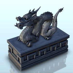 Statue of dragon on carved base 6 - STL 3D Printing Asian Japan Pacific terrain architecture Bolt CLASH of Katanas Samurai