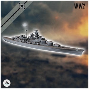 Bismark german battleship (3) - STL 3D Printing Ww2 Wwii Front Second World War German Germany Axis Bolt Action