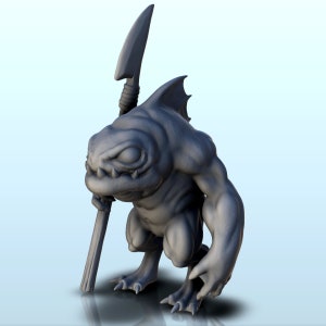 Warrior fisher with spear (+ pre-supported version) (6) - STL 3D Printing Printer Model Sla Fdm Prints D&D RPG