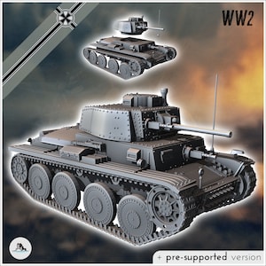 Panzer 38(t) Ausf. G - STL 3D Printing World War Two Second German tank Germany Poland France Norway Early Czech Russia Moscow
