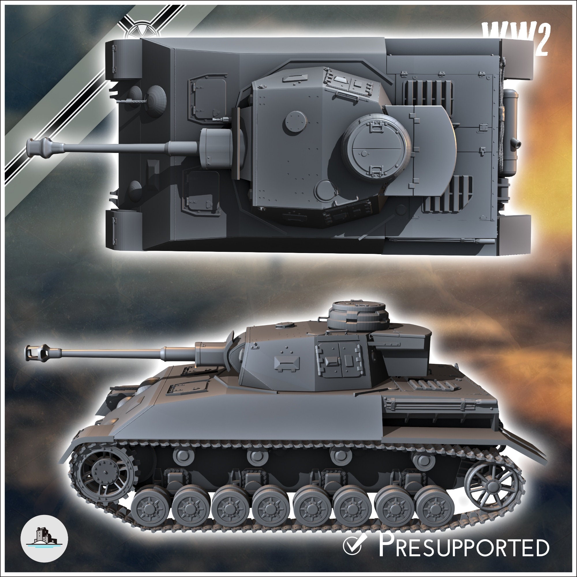 Panzer IV Ausf. H Krupp Entwurf W1466 (prototype) - STL 3D