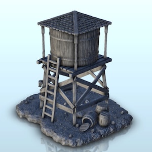 Wooden water tank (7) - Wild West STL 3D Printing