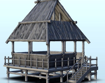 Wooden gazebo on stilts (7) - STL 3D Printing Vietnam War Laos Hill Hue RPG Model Printer fdm sla Tropical Guadalcanal
