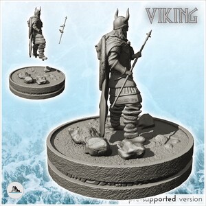 Viking Warrior With Horned Helmet and Spear 15 STL 3D Printing FDM SLA ...