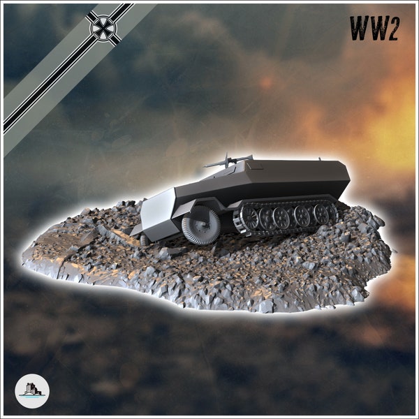 Destroyed German Sd.Kfz. 251 half-track carcass in debris (6) - STL 3D Printing World War Two Second German tank Germany Konlfikt 47