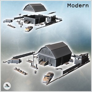 Post-modern farm with a large building with a grand acc - STL 3D Printing SF Futuristic Futur Post apocalypse Postapo Cyberpunk Cyber Zombie