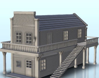 Wild West house with stair 4 - STL 3D Printing