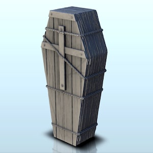Wooden coffin (+ pre-supported version) (1) - STL 3D Printing Printer Model Sla Fdm Prints D&D RPG