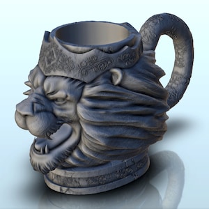 King lion dice mug (18) - 3D STL Printing Print Model Digital SLA FDM Prusa Anycubic