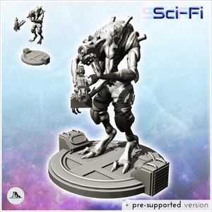 Alien creature with bionic eye and assault rifle (18) - STL 3D Printing Post-apo apocalypse SF Sci-Fi Star Cyberpunk Future Space Cyborg
