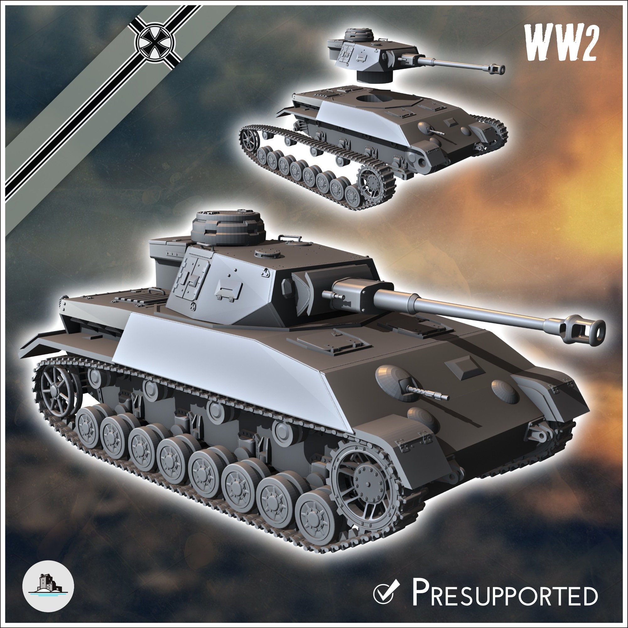 Panzer IV Ausf. H Krupp Entwurf W1466 (prototype) - STL 3D