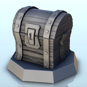 Wooden chest on base (+ pre-supported version) (2) - STL 3D Printing Printer Model Sla Fdm Prints D&D RPG