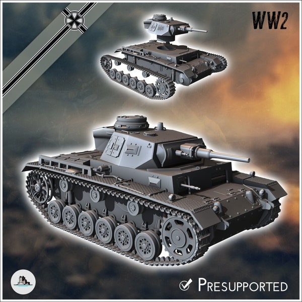 Panzer III Ausf. H - STL 3D Printing World War Two Second German tank Germany Konlfikt 47