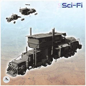 Large American post-apo truck with tank - STL 3D Printing model SF Futuristic Futur Post apocalypse Postapo Cyberpunk Cyber Zombie