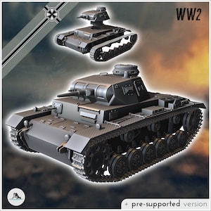 Panzer III Ausf. E medium tank - STL 3D printen Tweede Wereldoorlog Tweede Duitse tank Duitsland Rusland Polen Frankrijk