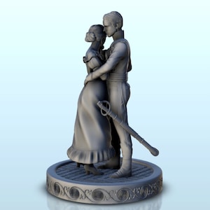 French napoleonic hussar and woman couple - STL 3D Printing Printer Miniatures Tabletop Era War Imperial Grande Armée Russia Leipzaig