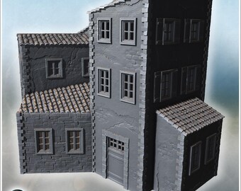 Multi-storey mediterranean home with tiled roofs and narrow adjoining chambers (14) - STL 3D Printing Modern Conflicts 20th 21st Century