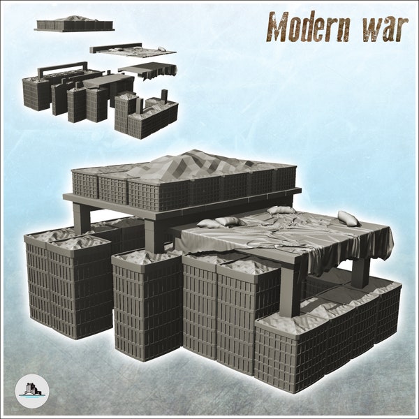 Fortified shooting range with roof and hesco (8) - STL 3D Printing Printer Miniatures Tabletop Cold Era Modern Warfare Conflict World War 3