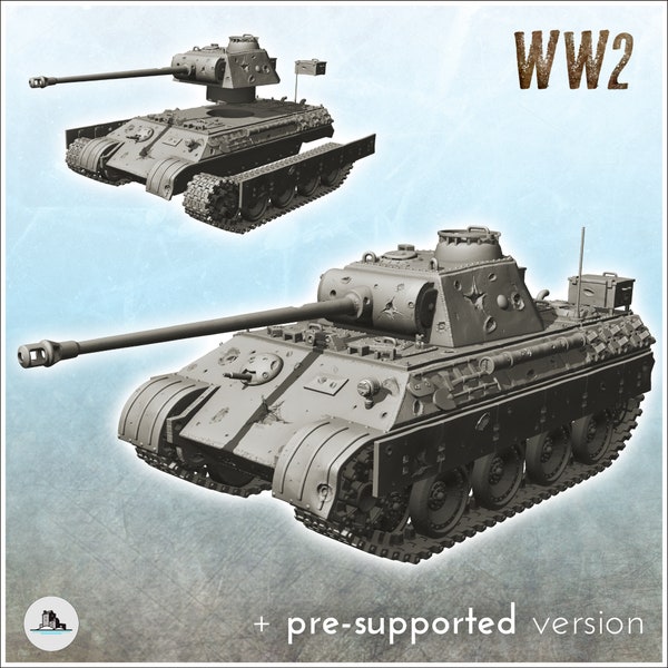 Panzer V Panther Ausf. A (damaged) - STL 3D Printing World War Two Second German tank Germany Konlfikt 47