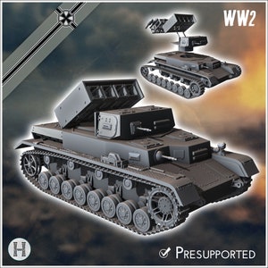 Panzer IV Ausf. E with rockets Raketenwerfer ahf Fahrgestell - STL 3D Printing World War Two Second German tank Germany Konlfikt 47