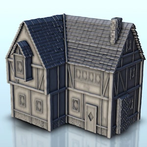 Medieval house with chimney 9 - STL 3D Print Dark Gothic Feudal Old Saga DnD Mini Arkham RPG