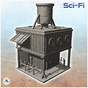 Steel survival base with large overhanging chimney (1) - Scenery Scifi Science fiction SF