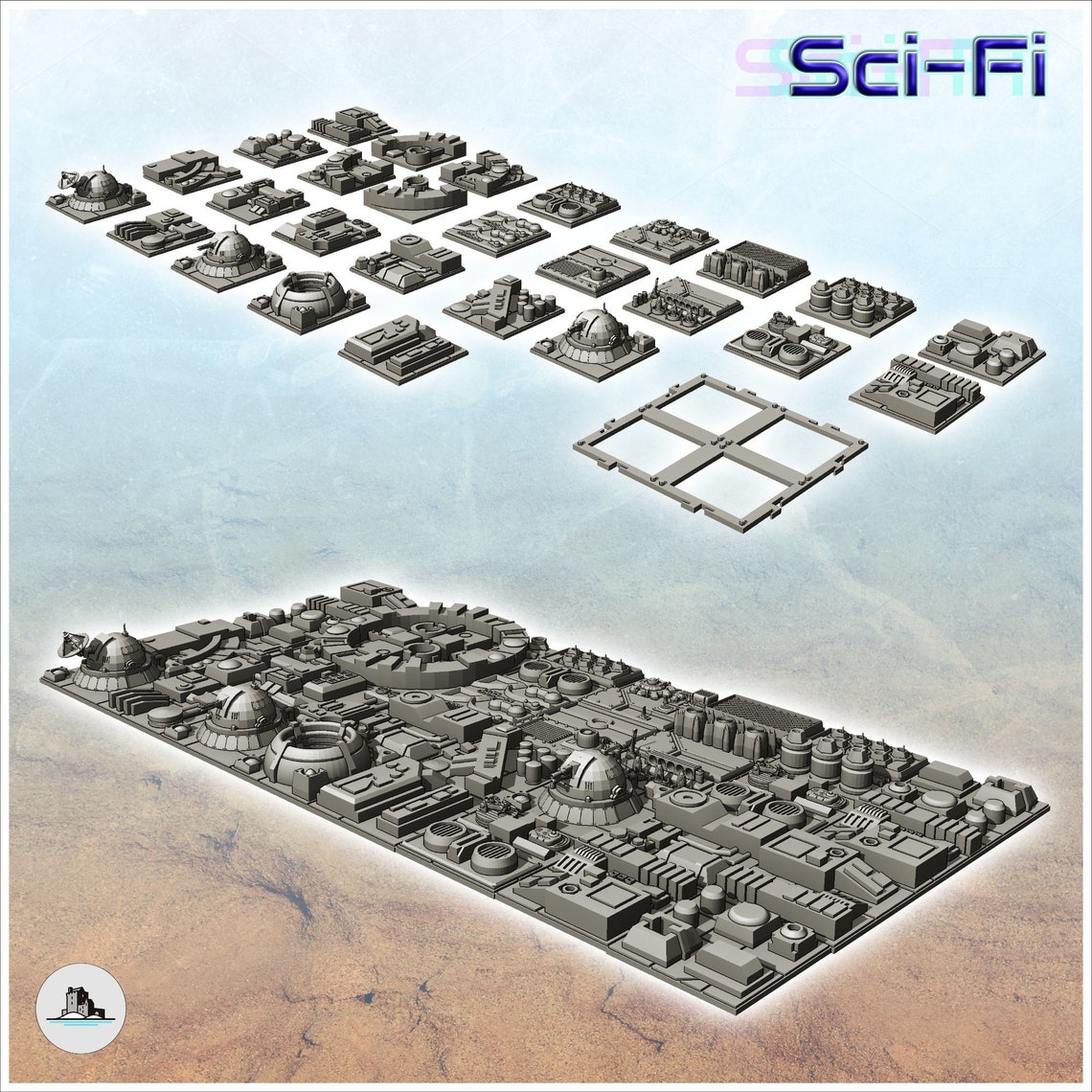 Large Set of Futuristic Tiles for Base or Death Star With Various ...