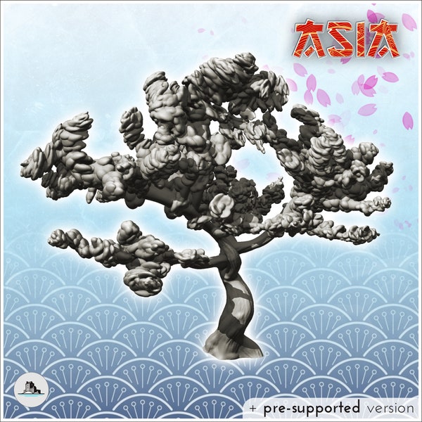 Arbre japonais Sakura Cerisier en fleur - STL Impression 3D décor architecture Bolt Action Flames of War Corée Japon Asie Asiatique Japonais