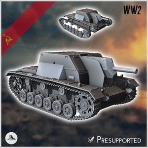 SG-122 122 mm M-30 mounted howitzer - STL 3D Printing World War Two Second USSR tank Russia Konlfikt 47