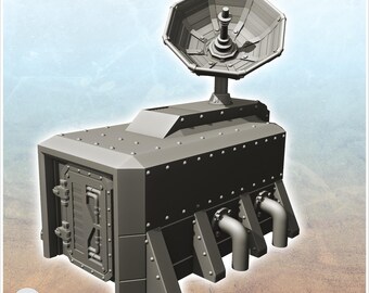 Futuristic command post with roof dish (1) - STL 3D Printing Science Fiction Future Space