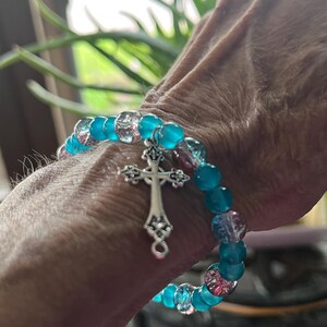 Turquoise & Pink with Cross