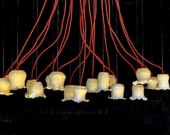 Ceramic Flower Chandelier – 17 Lights | Handmade Art Sculpture