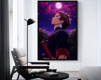 Demon Slayer Wall Art, Tanjiro Kamado, , Anime Poster, Anime Canvas Wall Art, Anime Wall Decor, Gift For Anime Lovers, Anime Wall Art