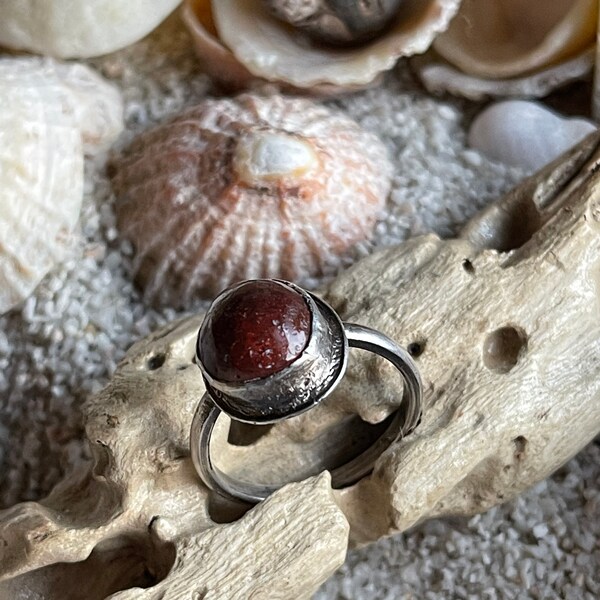 Handmade Scottish beach pebble ring