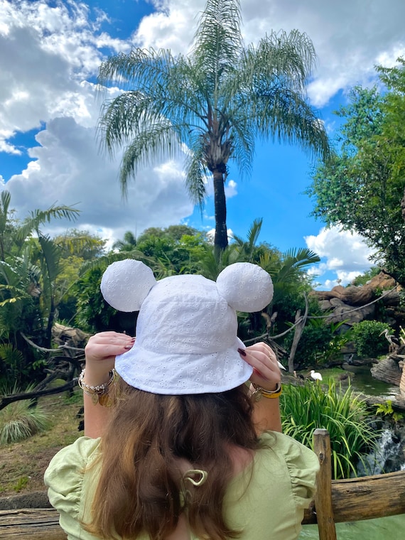 White Eyelet Mickey Ears Bucket Hat - Etsy