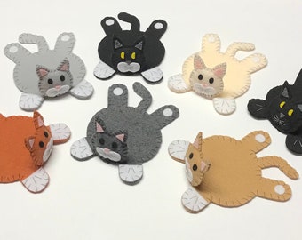 Cat Coasters - Felt Animal Coasters - Hand Sewn