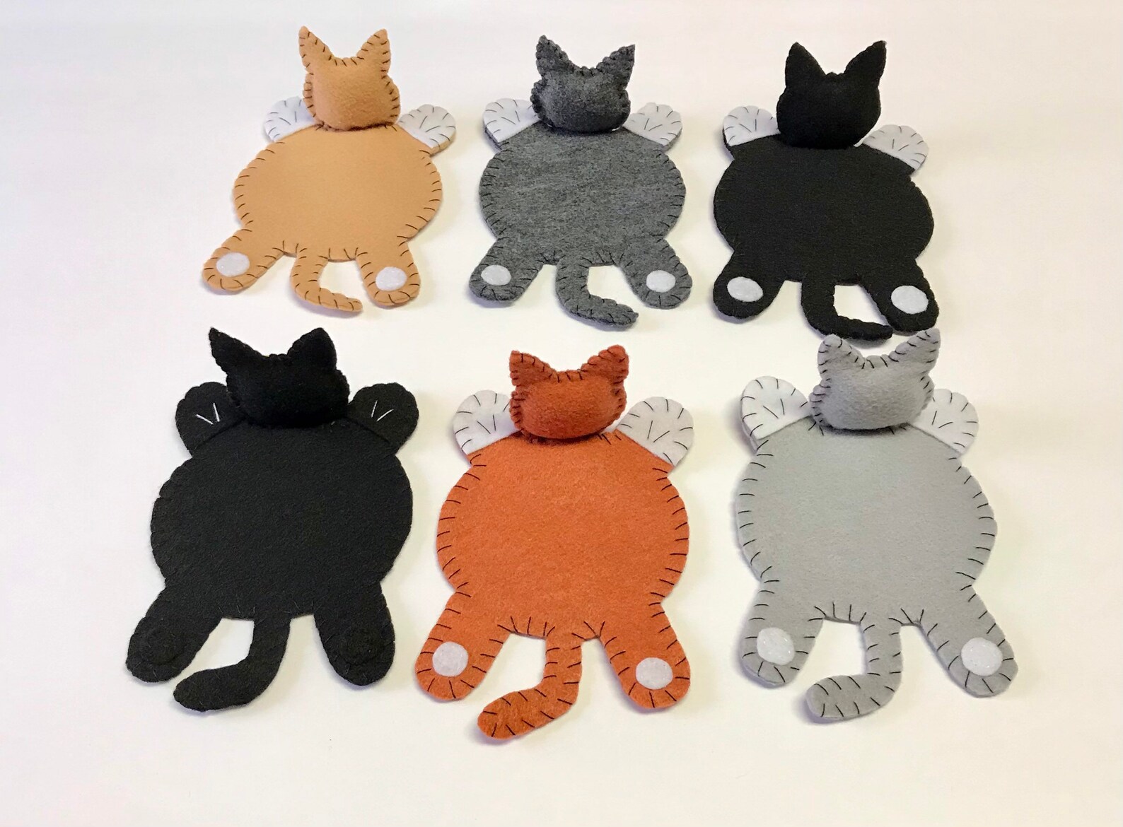 Cat Coasters Felt Animal Coasters Hand Sewn Etsy