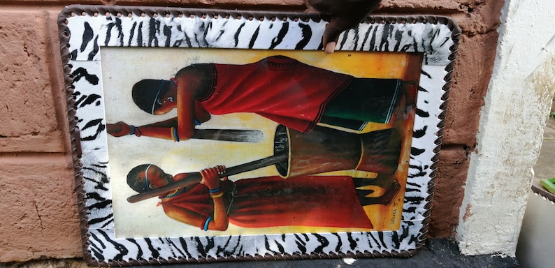 Maasai Natural large Paintings by hand Authentically Made By the MAASAIS