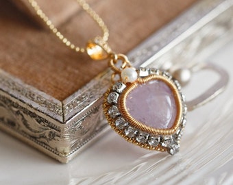 Lavender Amethyst Heart Pendant Necklace