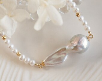 Eloise Natural Baroque Pearl Beaded Necklace